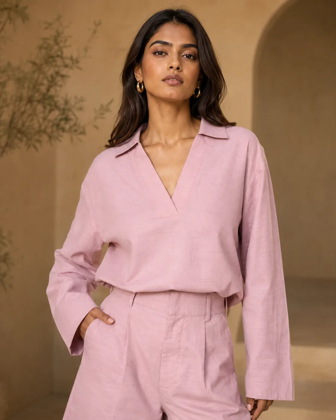 Eon Linen Co-ord Dusky Rose Set — view 4