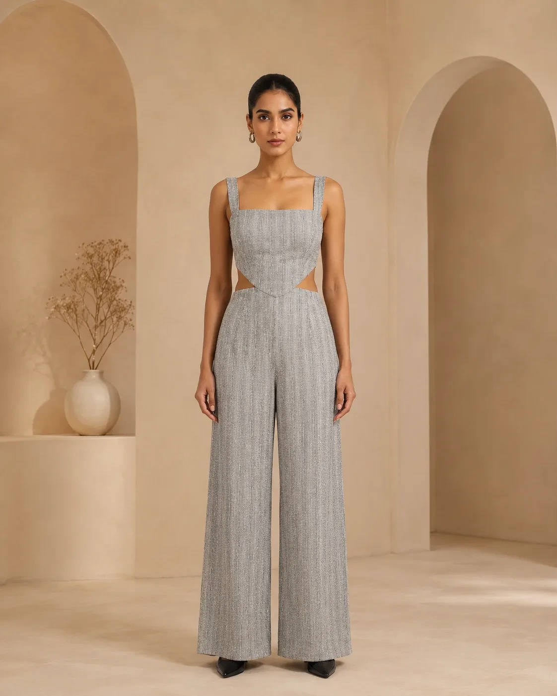 Soho Silver Grey Tweed Jumpsuit — view 8