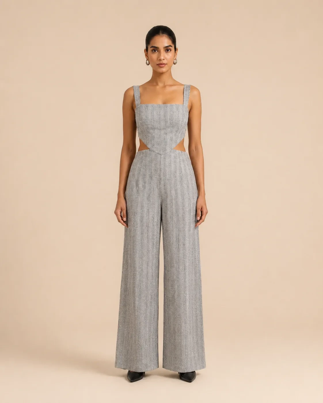 Soho Silver Grey Tweed Jumpsuit — view 1