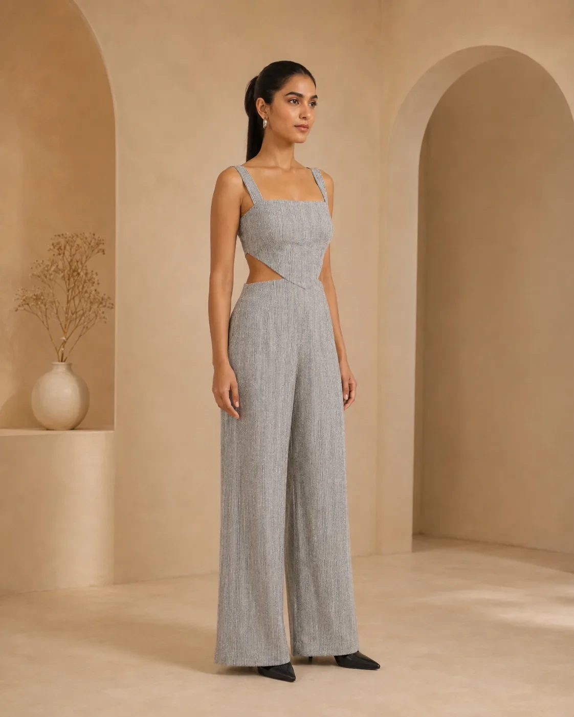 Soho Silver Grey Tweed Jumpsuit — view 7