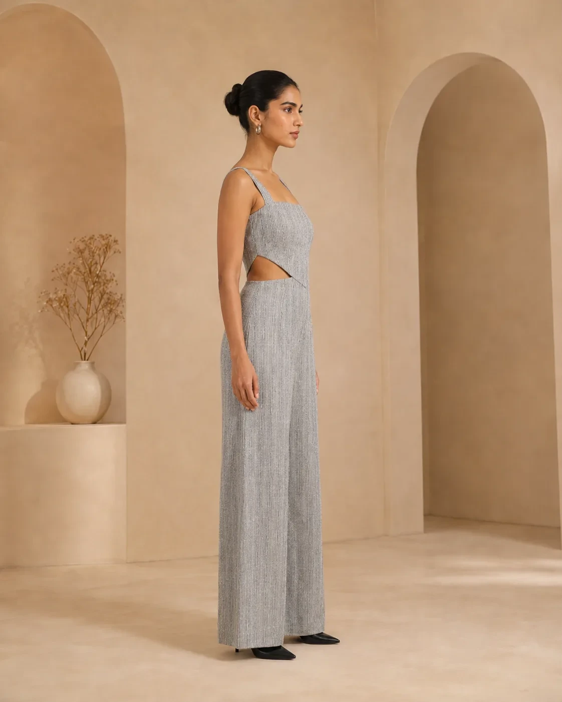 Soho Silver Grey Tweed Jumpsuit — view 5