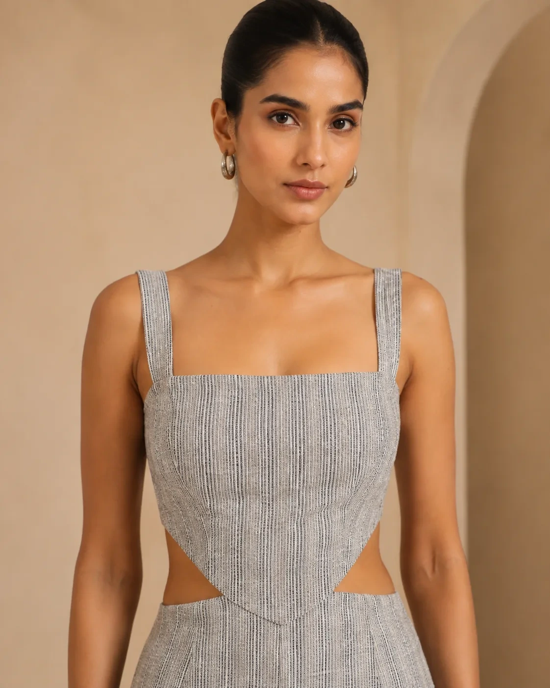 Soho Silver Grey Tweed Jumpsuit — view 4