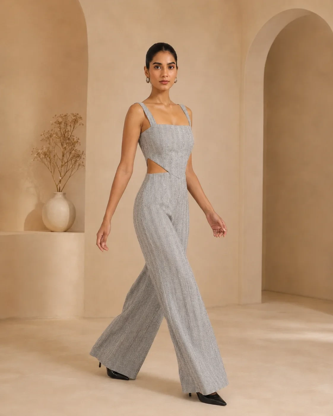 Soho Silver Grey Tweed Jumpsuit — view 3