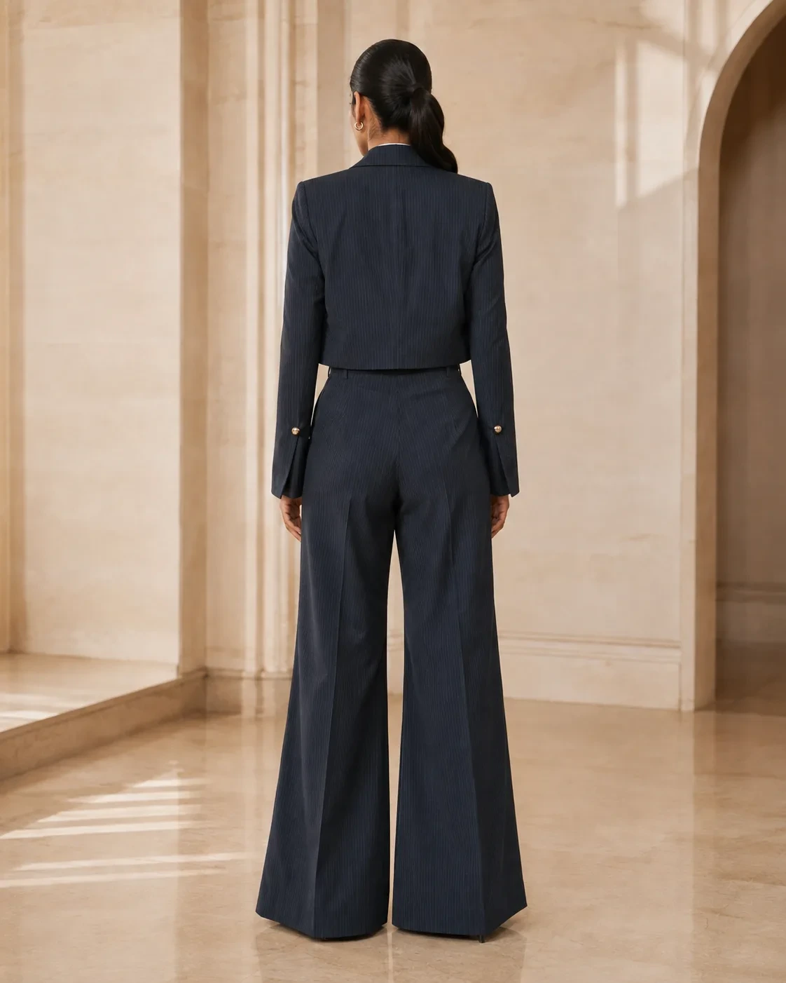 Linea Set Structured Charcoal Pinstripe Suit — view 6