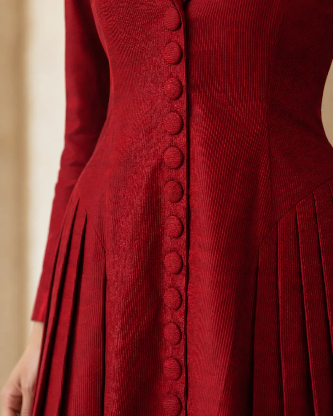 Mora Maroon Sculpted Pleat Blazer Mini Dress — view 5