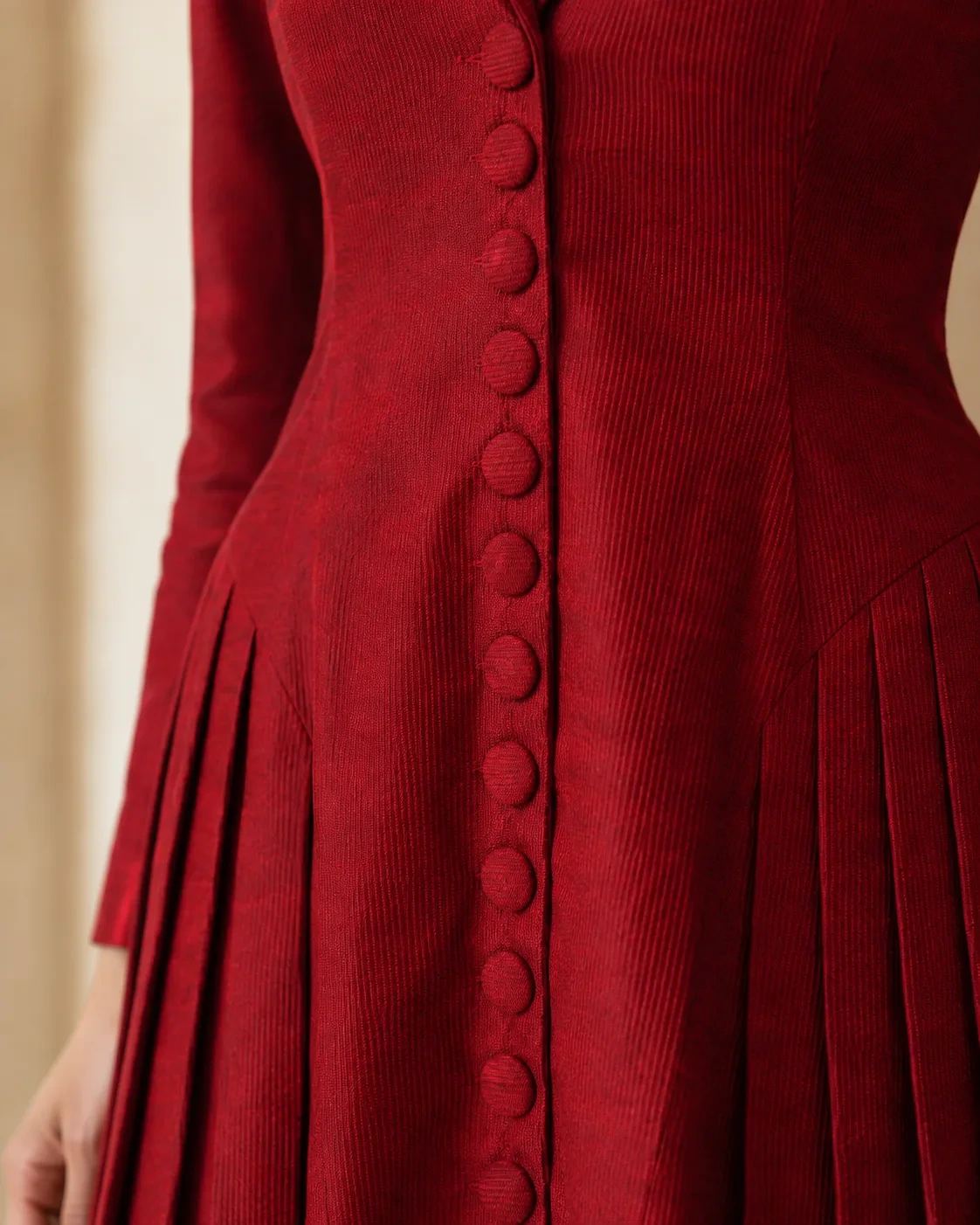Mora Maroon Sculpted Pleat Blazer Mini Dress — view 5
