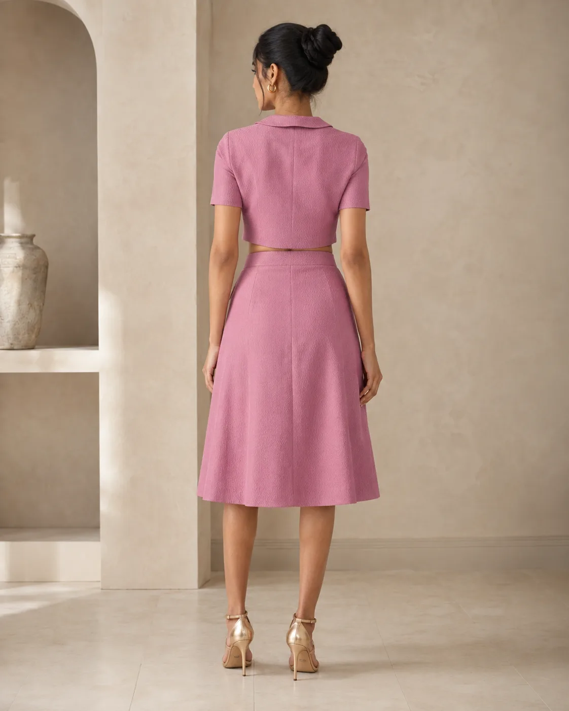Madison Set Dusky Pink Textured Button-Down Co-ord — view 7