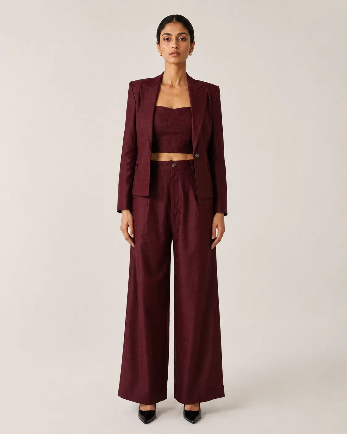 Celestia Wine Power Suit Set