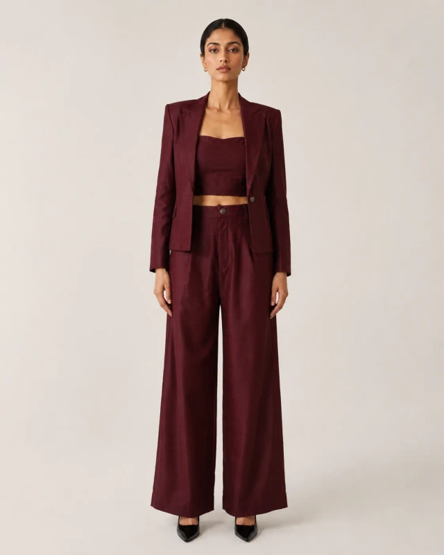 Celestia Wine Power Suit Set