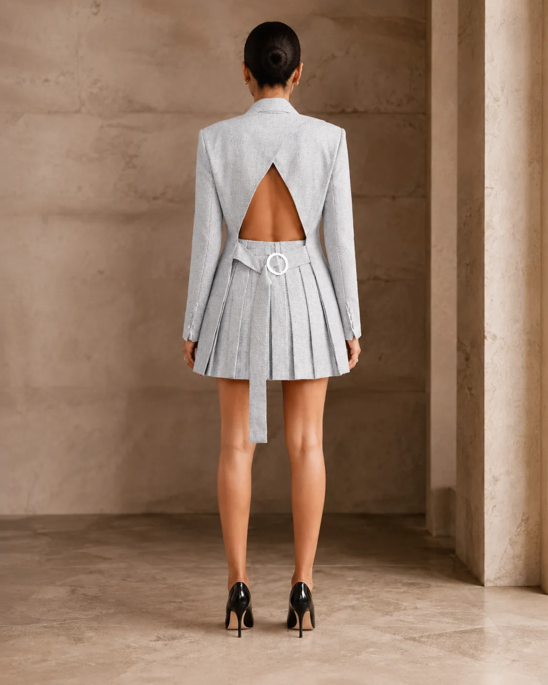 Elara Structured Open-Back Blazer Mini Dress — view 7