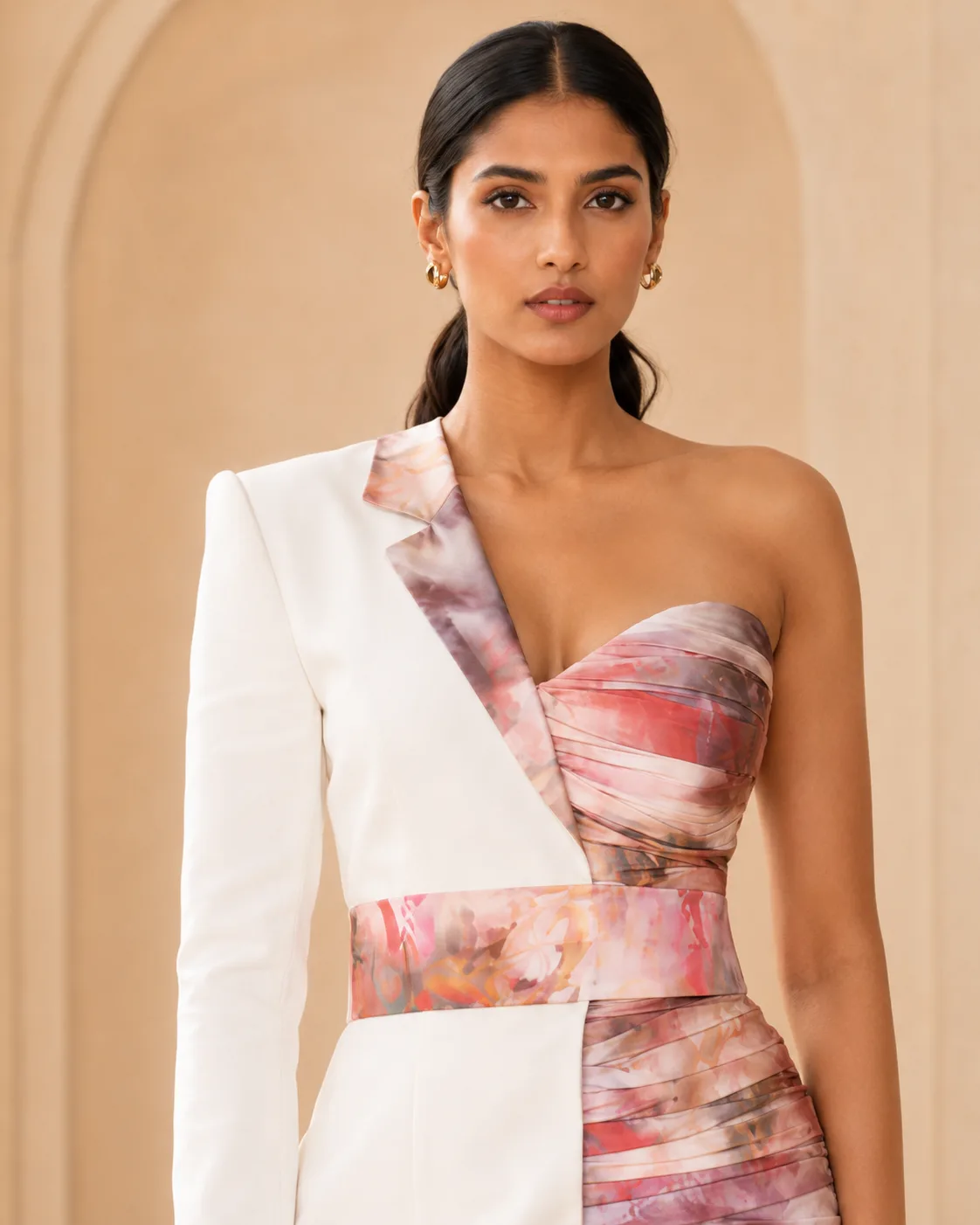 Blazer Muse Asymmetric Satin & Suiting Mini Dress — view 6