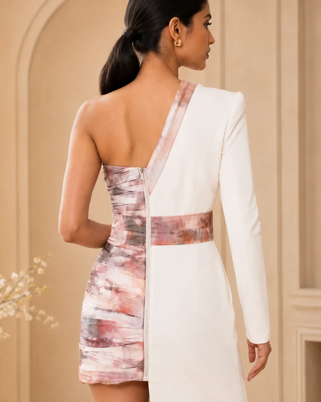 Blazer Muse Asymmetric Satin & Suiting Mini Dress — view 7