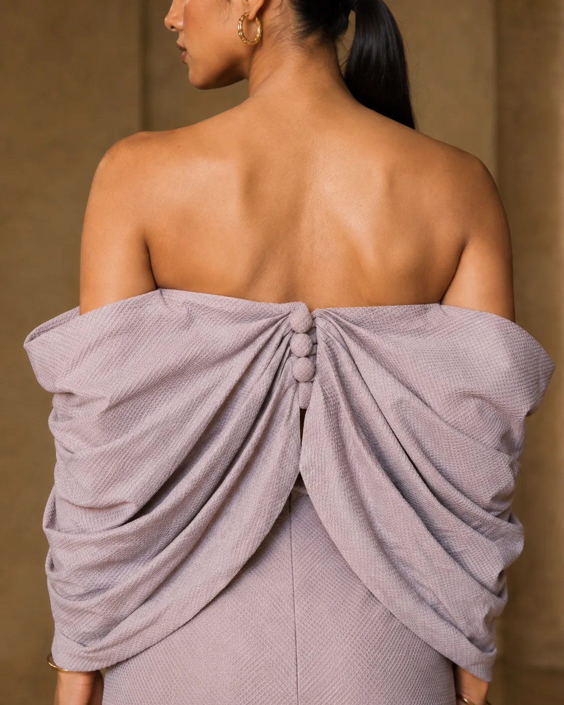 Sasha Sculptural Draped Ivory Mini Dress — view 5