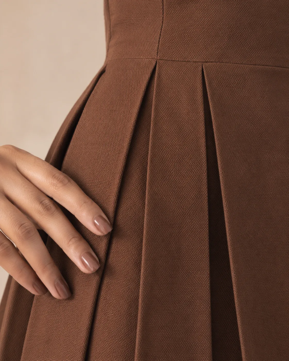 Espressa Brown Pleated Fit & Flare Mini Dress — view 5