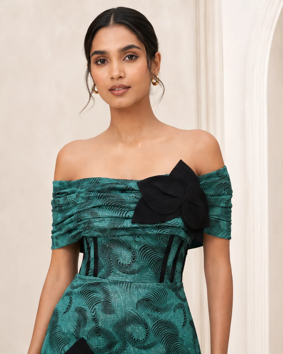Hazel Patch Sculpted Off-Shoulder Corset Mini Dress — view 4