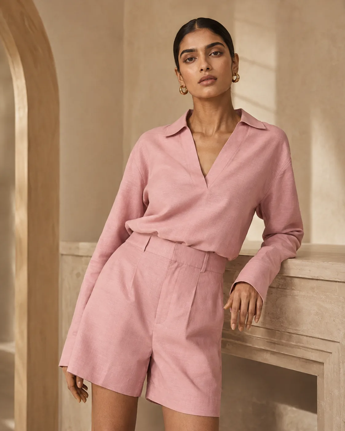 Eon Linen Co-ord Dusky Rose Set — view 4