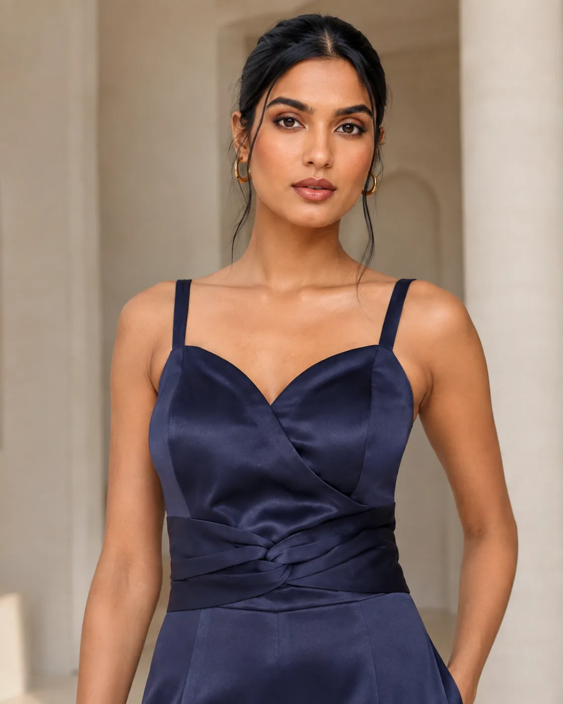 Lucia Navy Blue Scuba Lycra Jumpsuit — view 5