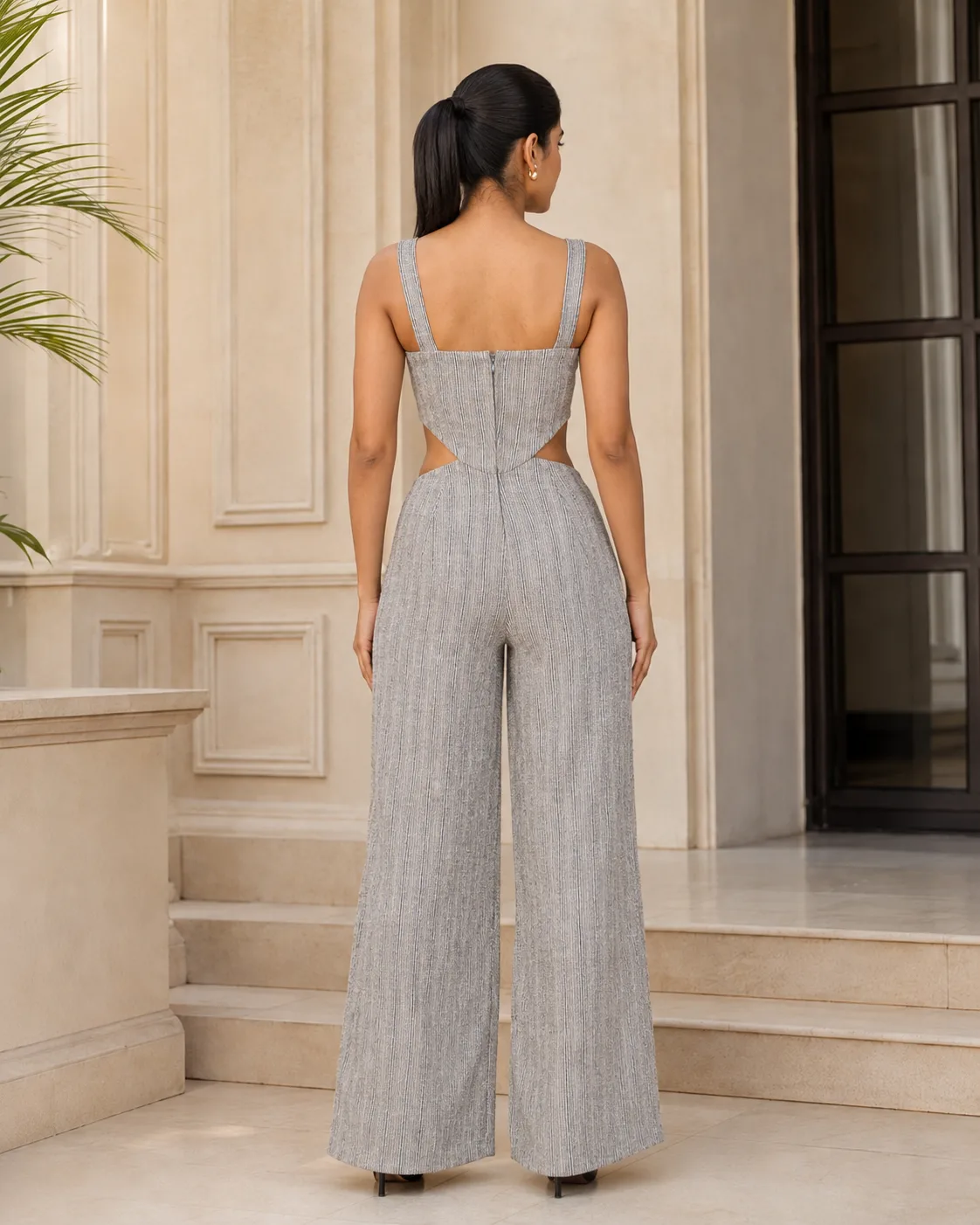 Soho Silver Grey Tweed Jumpsuit — view 8