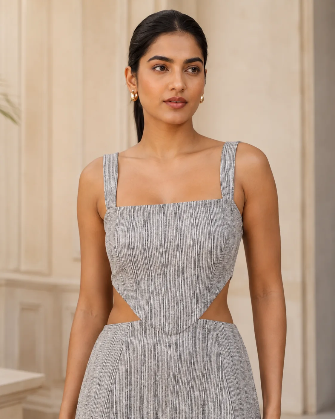 Soho Silver Grey Tweed Jumpsuit — view 5