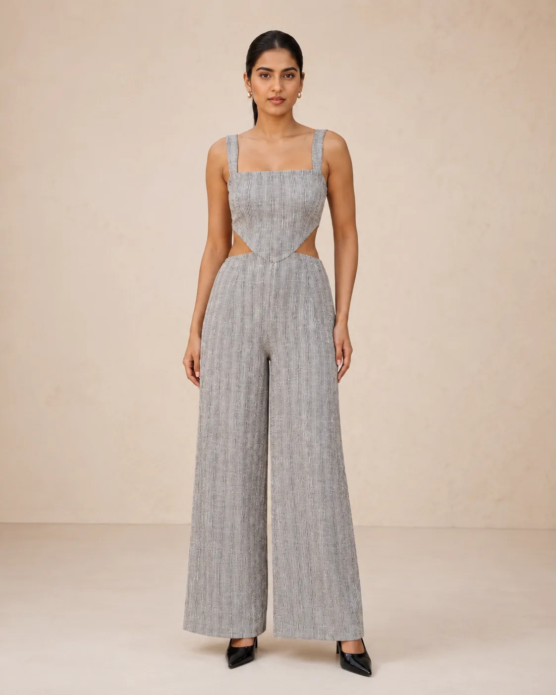 Soho Silver Grey Tweed Jumpsuit