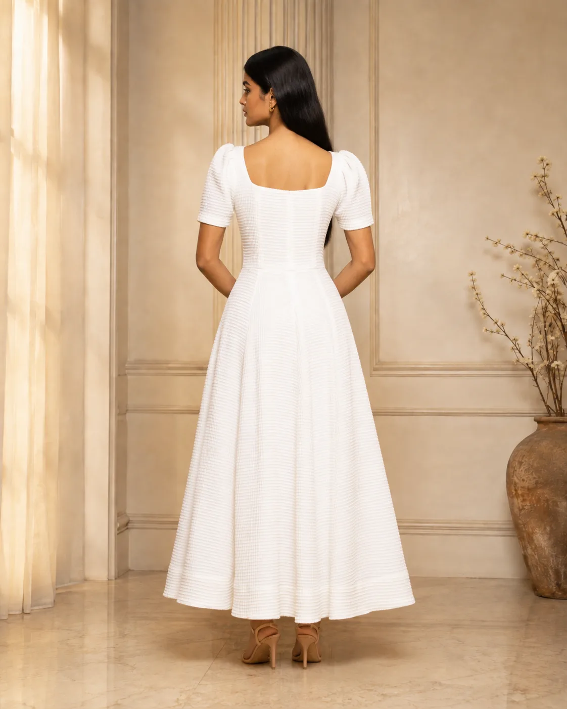 Nova Honeycomb Square-Neck Maxi Dress — view 7
