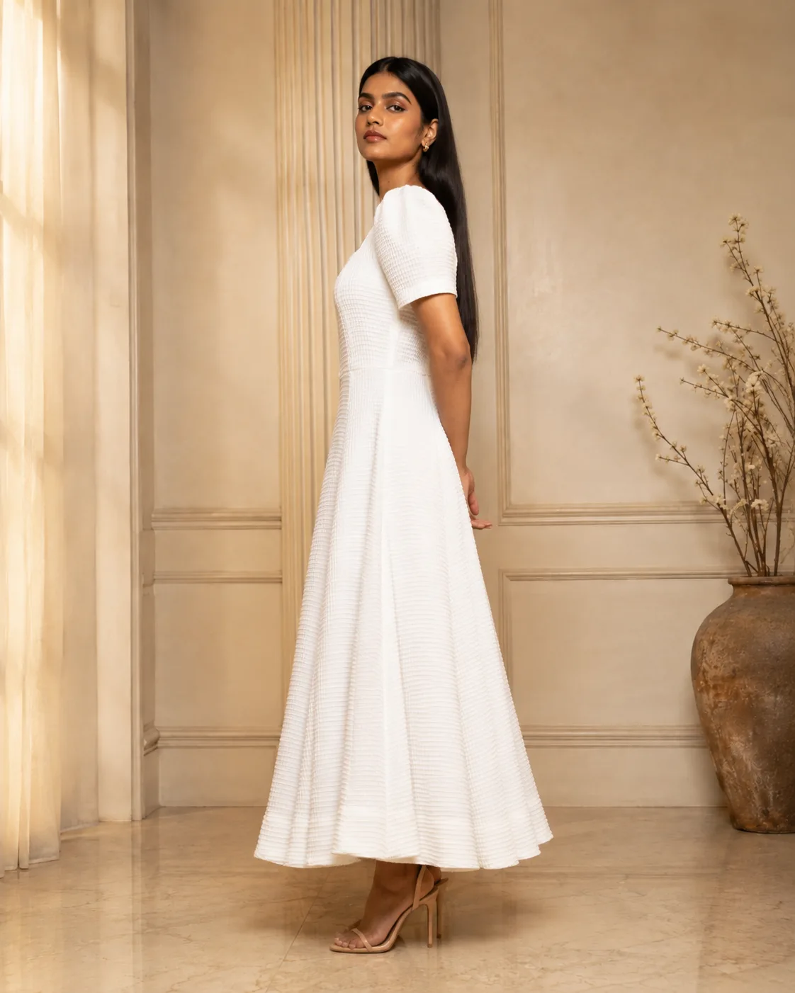 Nova Honeycomb Square-Neck Maxi Dress — view 6