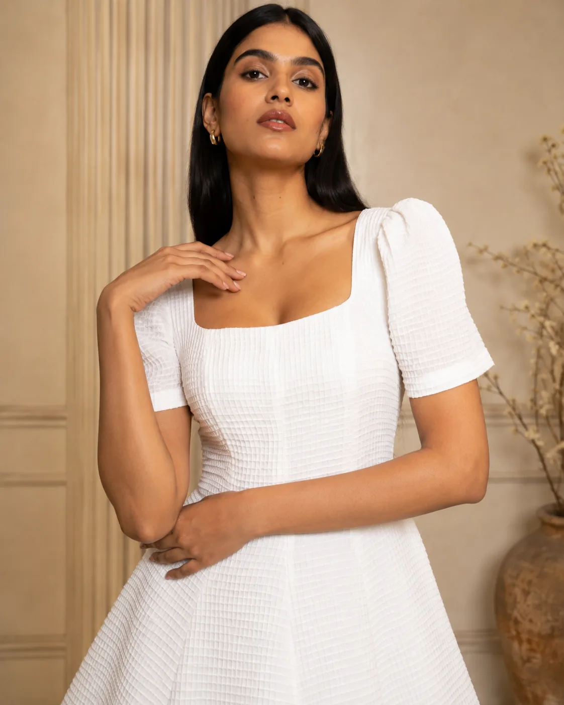 Nova Honeycomb Square-Neck Maxi Dress — view 5