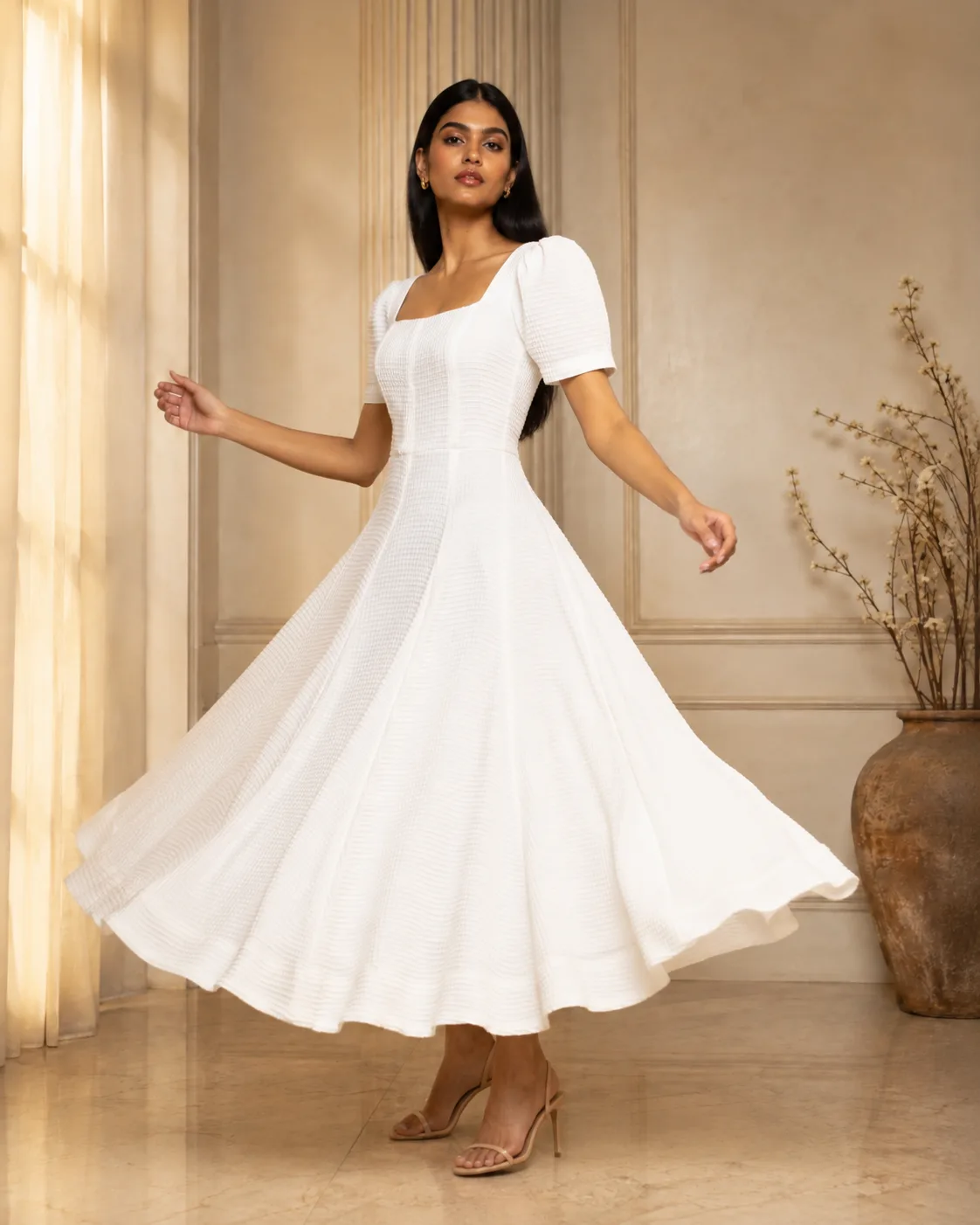 Nova Honeycomb Square-Neck Maxi Dress — view 3
