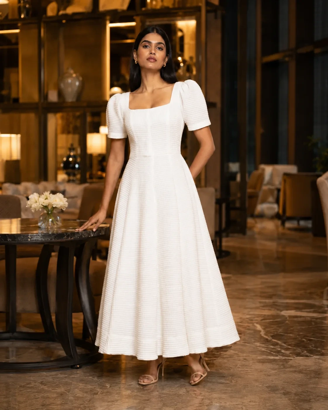 Nova Honeycomb Square-Neck Maxi Dress — view 2