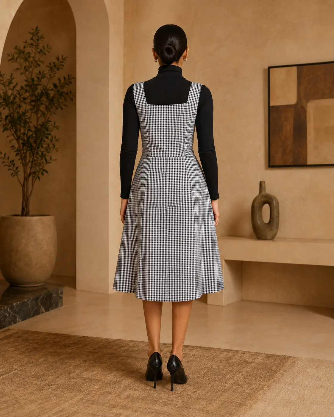 Rion Monochrome Tailored Midi Dress — view 7