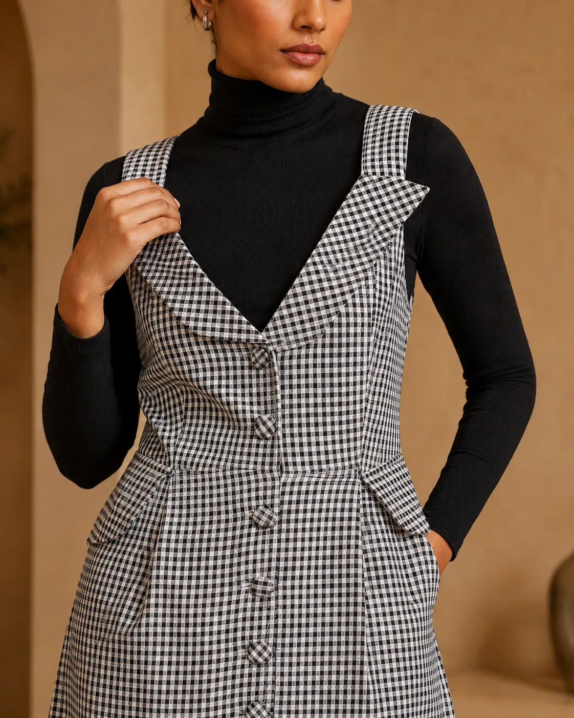 Rion Monochrome Tailored Midi Dress — view 4