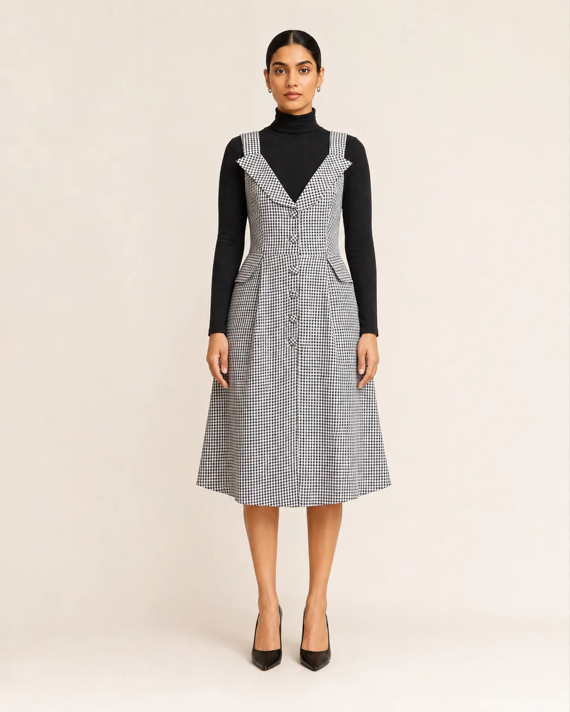 Rion Monochrome Tailored Midi Dress