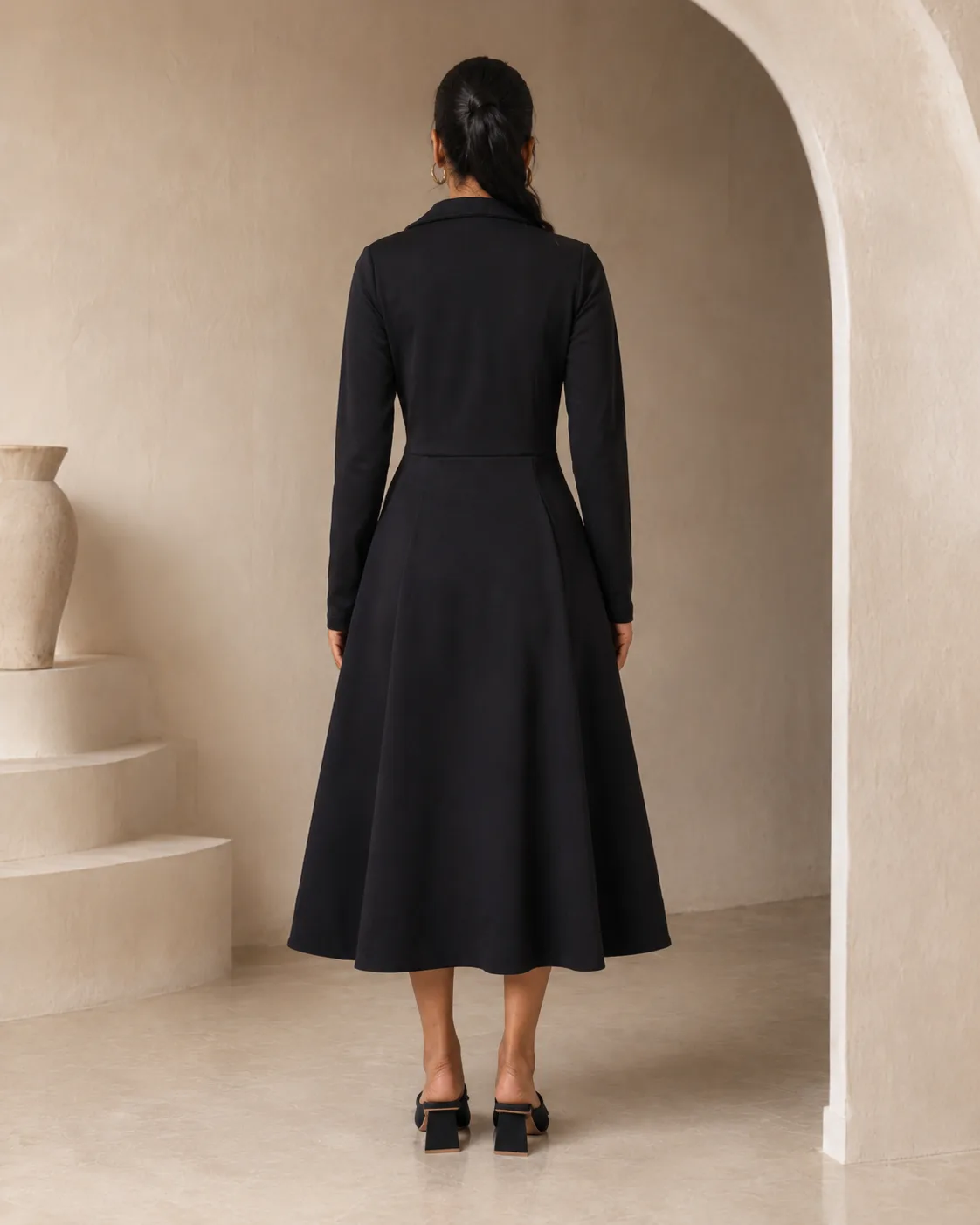 Maja Star-Lapel Midi Dress — view 7