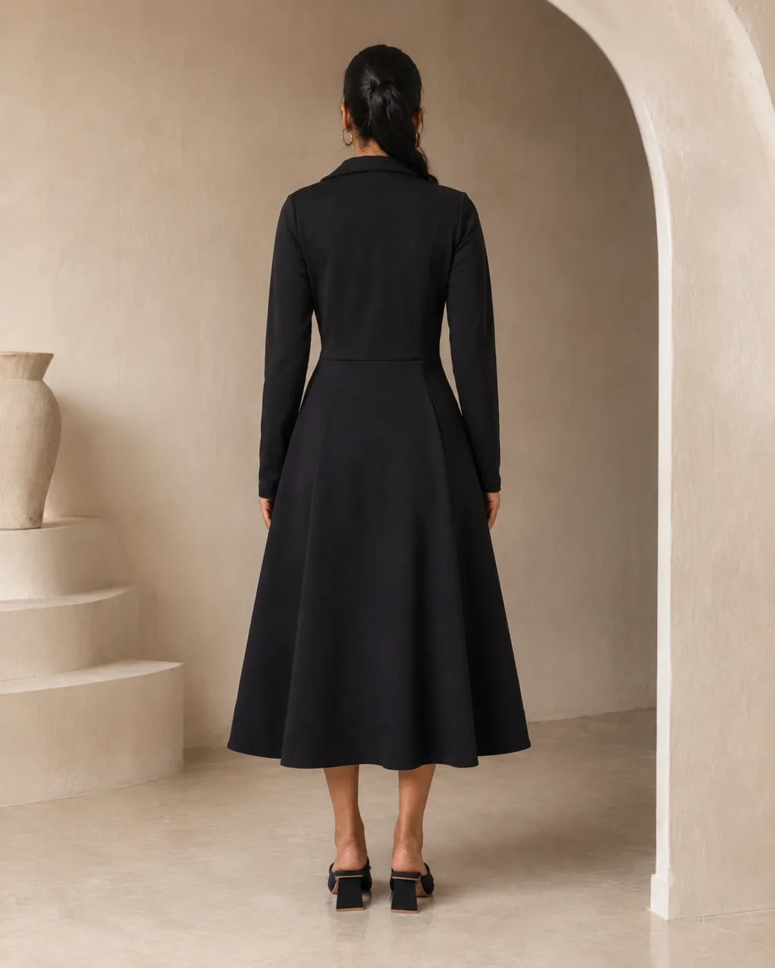 Maja Star-Lapel Midi Dress — view 7