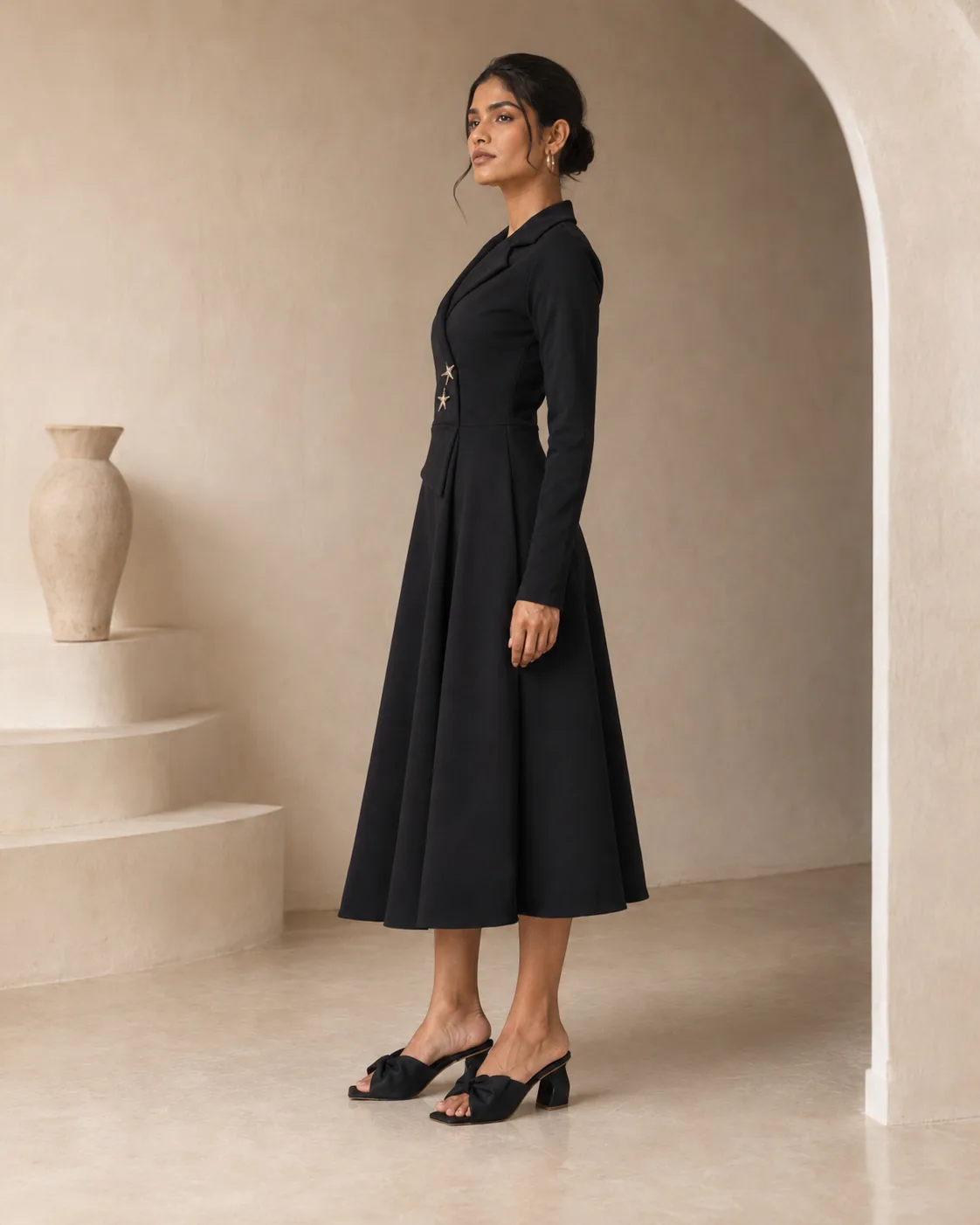 Maja Star-Lapel Midi Dress — view 6
