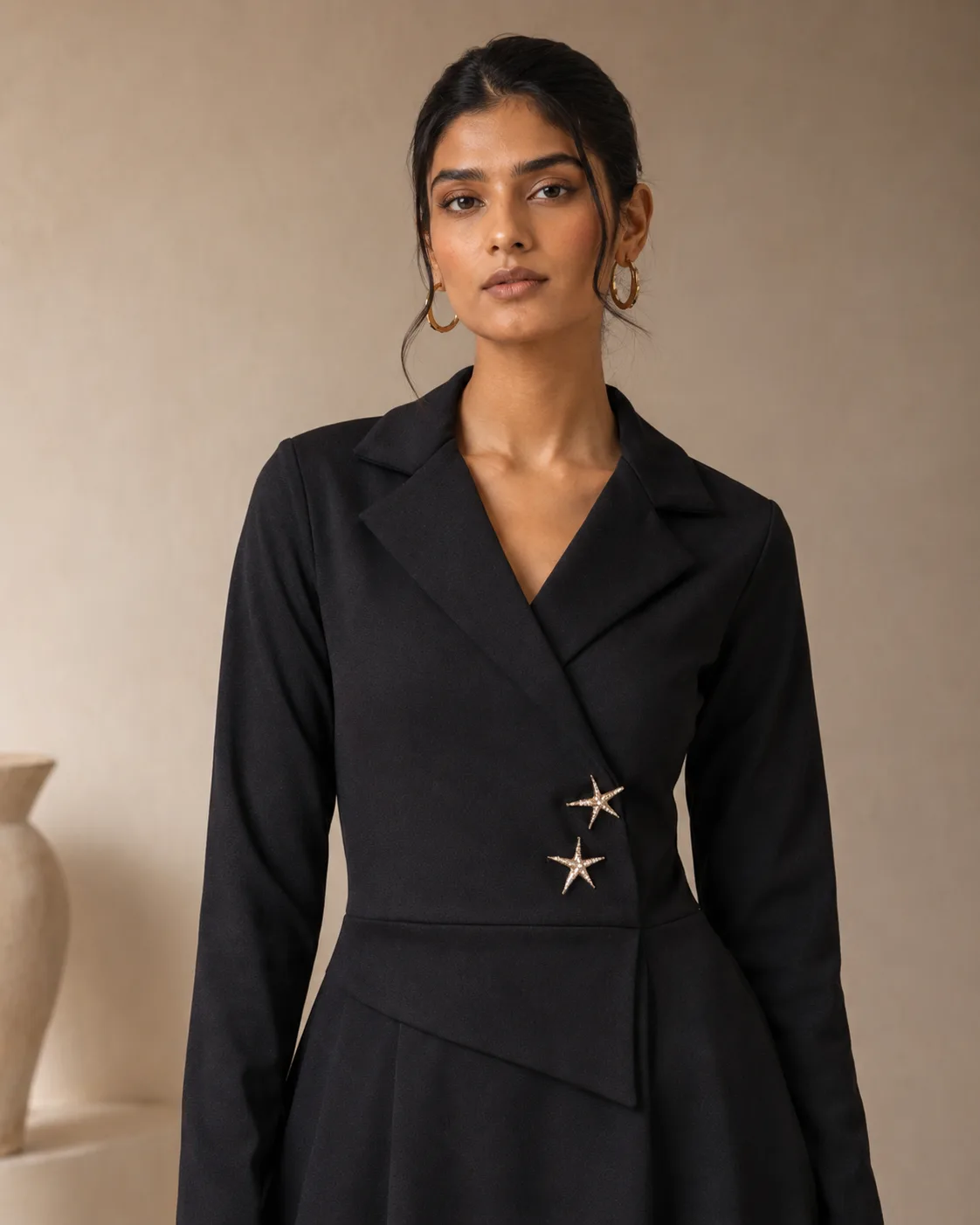 Maja Star-Lapel Midi Dress — view 4