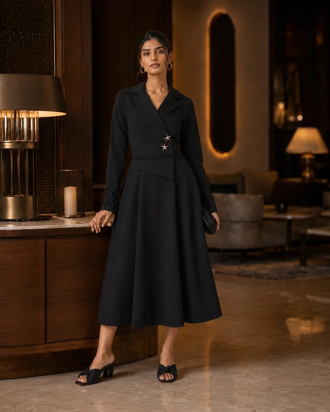 Maja Star-Lapel Midi Dress — view 2