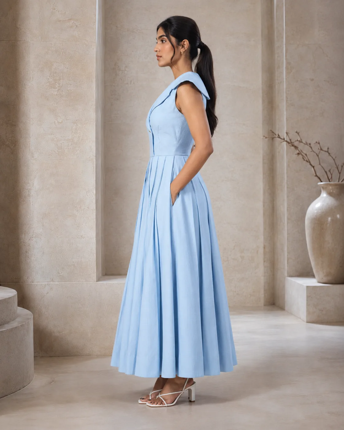 Clara Tuxedo Pleat Dress — view 6
