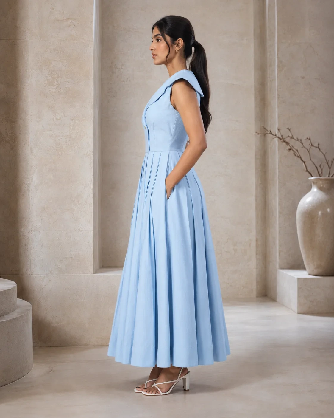 Clara Tuxedo Pleat Dress — view 6