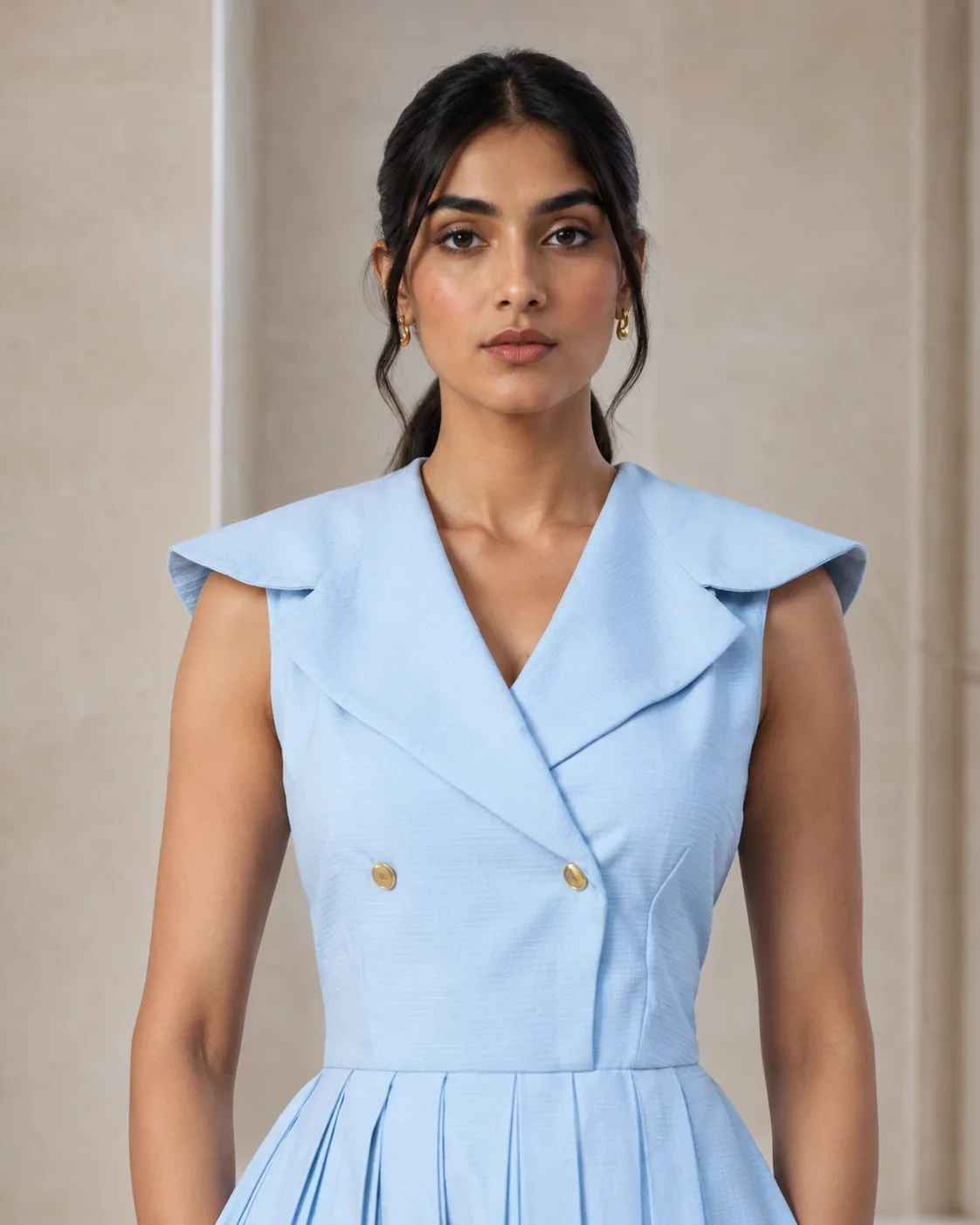 Clara Tuxedo Pleat Dress — view 5