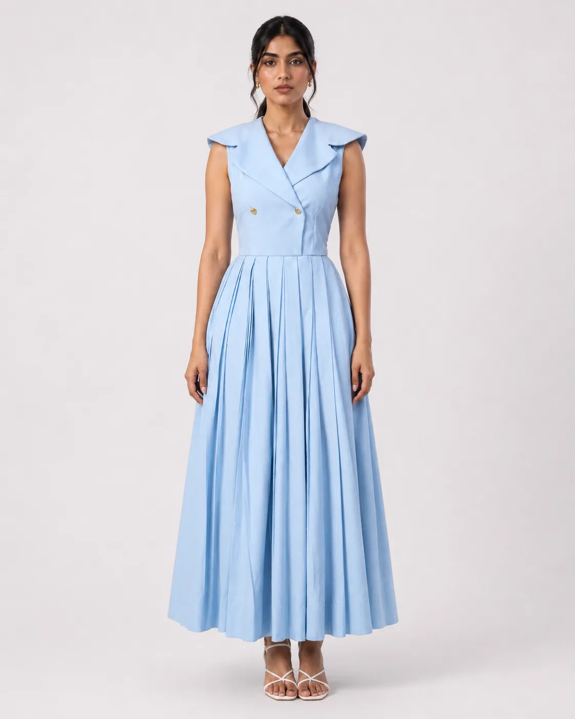 Clara Tuxedo Pleat Dress