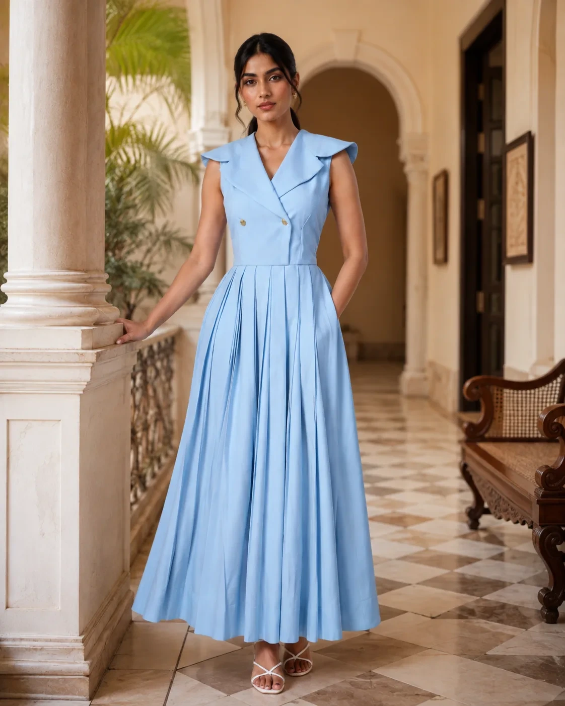 Clara Tuxedo Pleat Dress — view 2