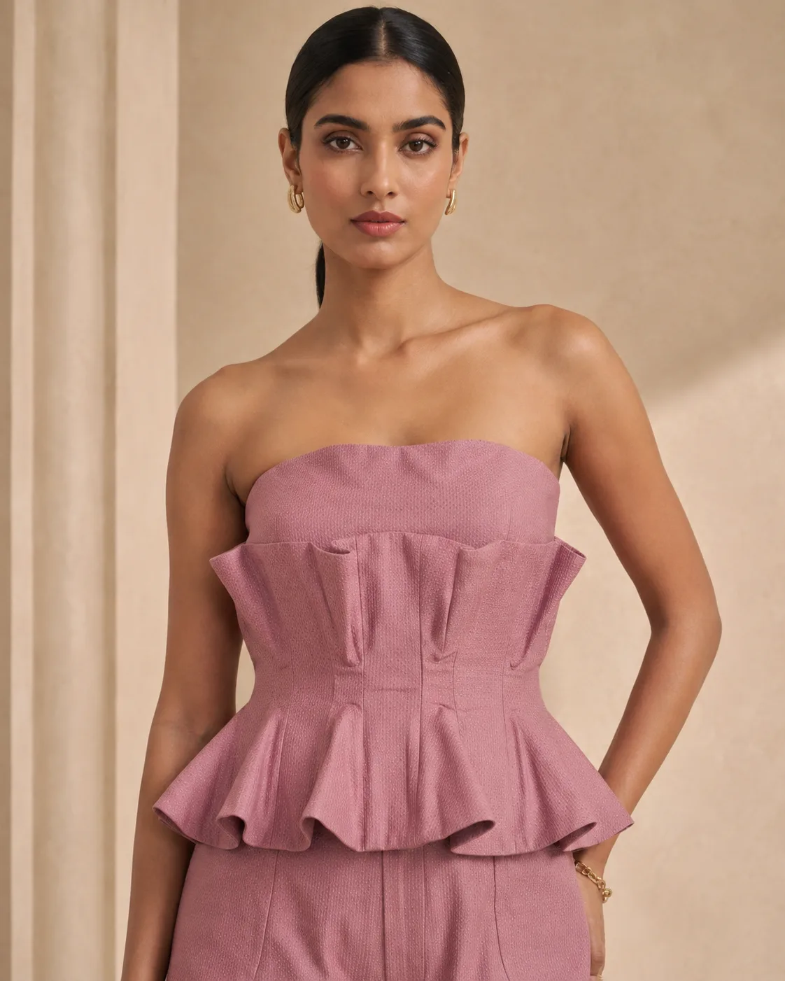 Vera Set Dusky Pink Sculpted Corset Co-ord — view 4