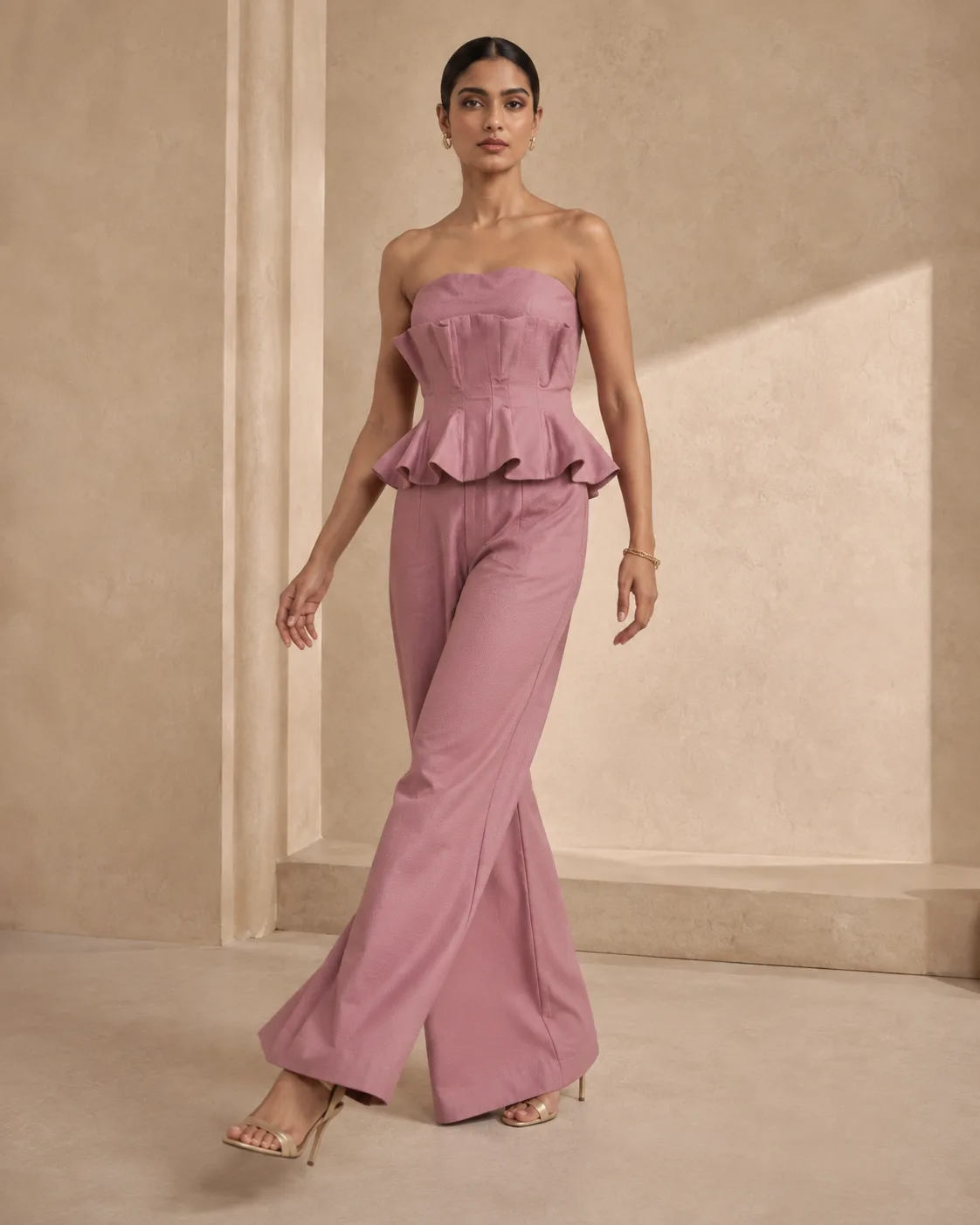 Vera Set Dusky Pink Sculpted Corset Co-ord — view 3