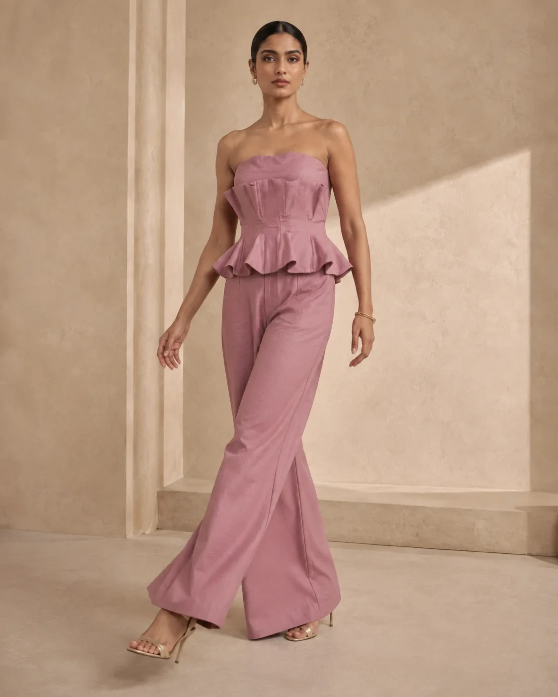 Vera Set Dusky Pink Sculpted Corset Co-ord — view 3