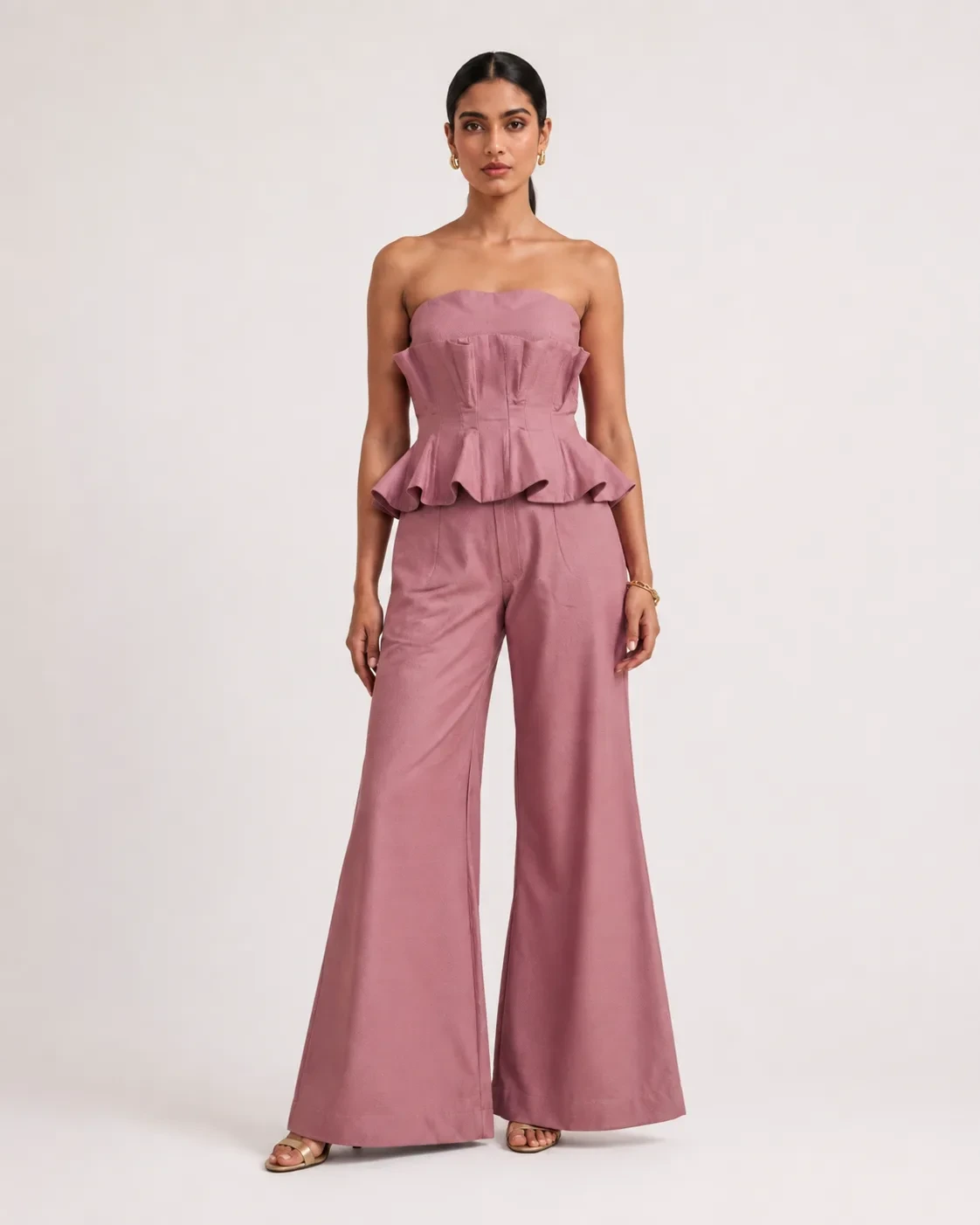 Vera Set Dusky Pink Sculpted Corset Co-ord — view 1
