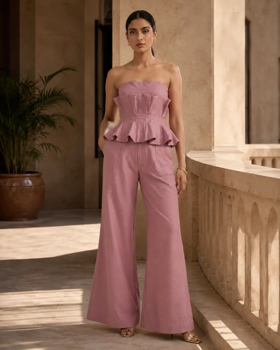 Vera Set Dusky Pink Sculpted Corset Co-ord — view 2