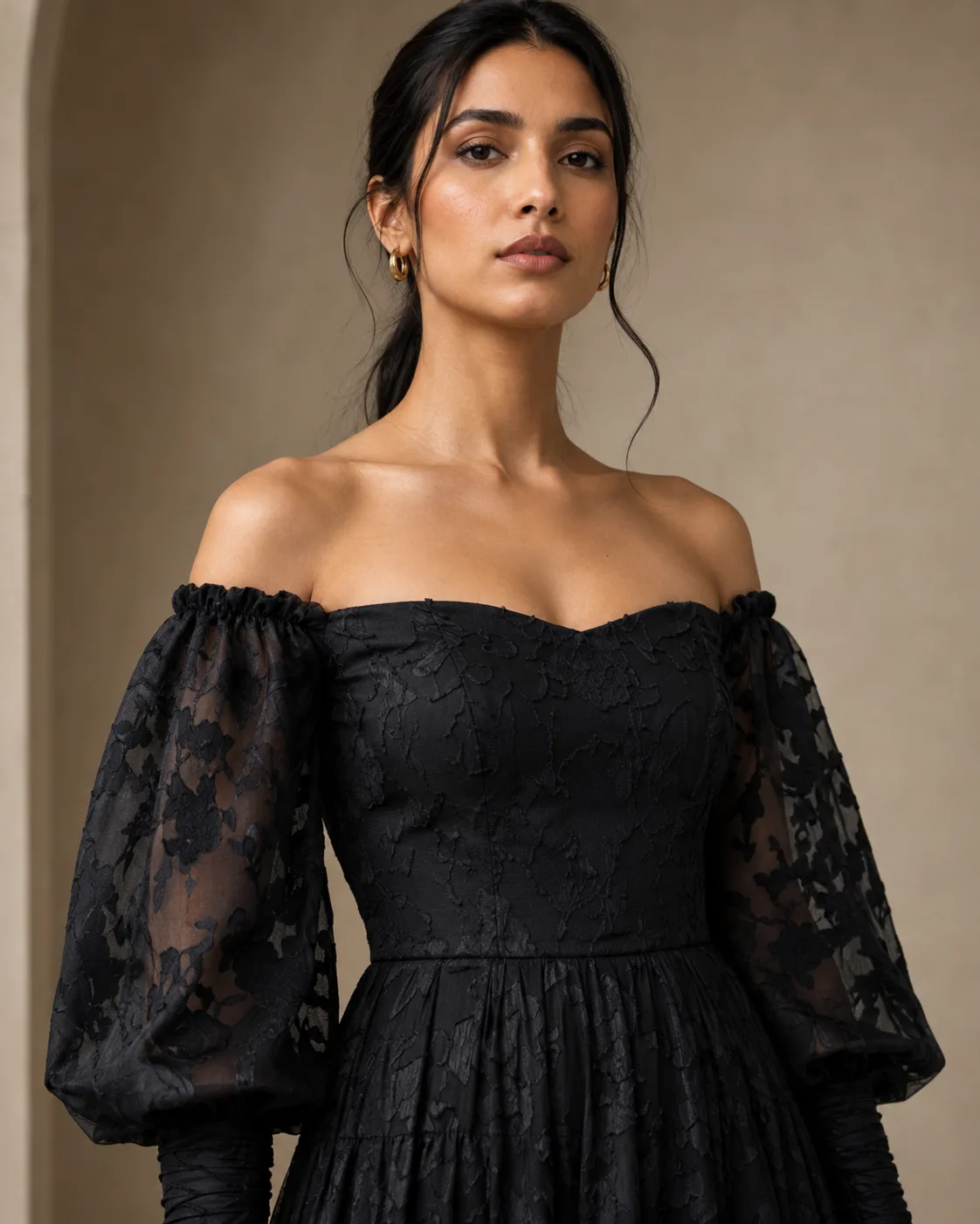 Iris Black Braso Off-Shoulder Midi Dress — view 5