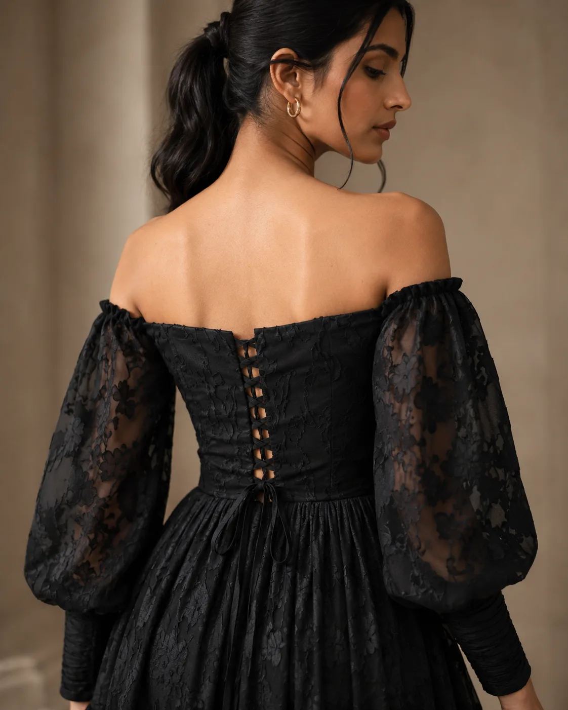 Iris Black Braso Off-Shoulder Midi Dress — view 6
