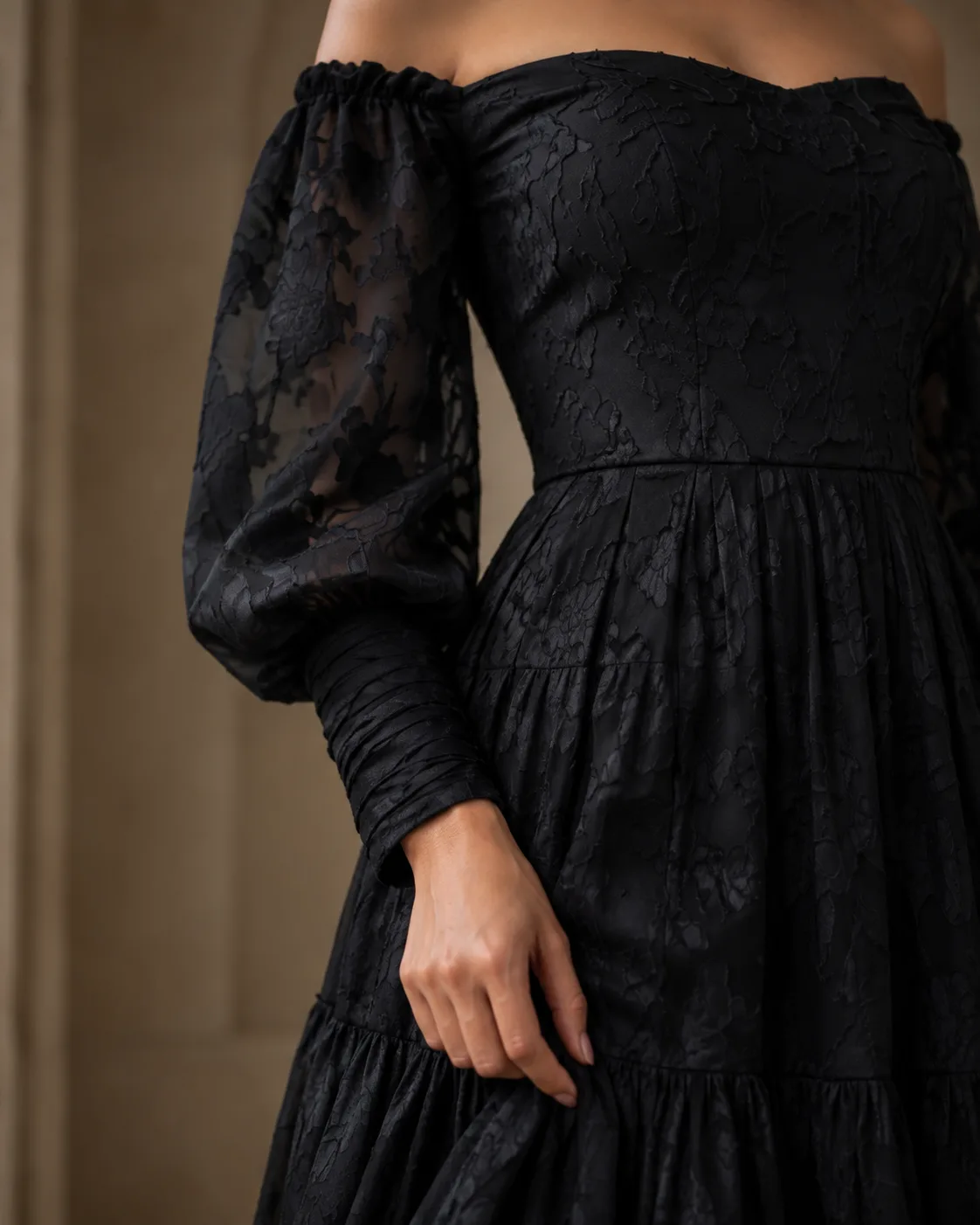 Iris Black Braso Off-Shoulder Midi Dress — view 4